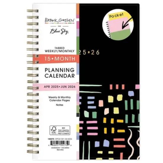 Blue Sky Brook Gossen Planner Pocket 5"x8" Weekly/Monthly Wirebound 15 Month Rainbow City Undated image {2}