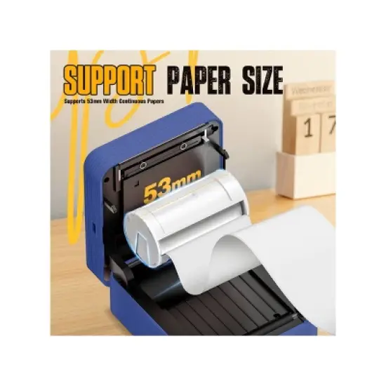 Nelko PM230 Portable Bluetooth Sticker Printer Blue with 2pk 54mmx3.5m White Rolls image {2}