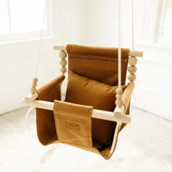 Sweet Swinging - Indoor Baby Swing w/ Pillow - Nutmeg image {2}