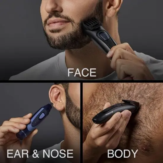 Remington Rechargeable Beard Trimmer Kit for Mustaches, Nose Hair, and Light Detailing and Grooming with Bonus  Battery Nose Trimmer image {1}