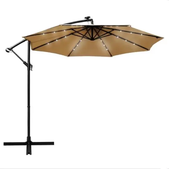 LeisureMod Willry Modern 10FT Outdoor Offset Cantilever Hanging Patio Umbrella with Solar Powered LED &ndash; Backyard, Deck, Garden, Poolside, Patio Shade image {16}