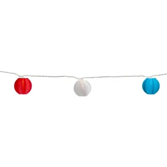 Northlight Patriotic Paper Lantern Patio Light Set - Red, White and Blue - 8.5' White Wire - 10ct image {5}