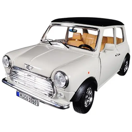 1969 Mini Cooper Beige with Black Top 1/18 Diecast Model Car by Bburago image {1}