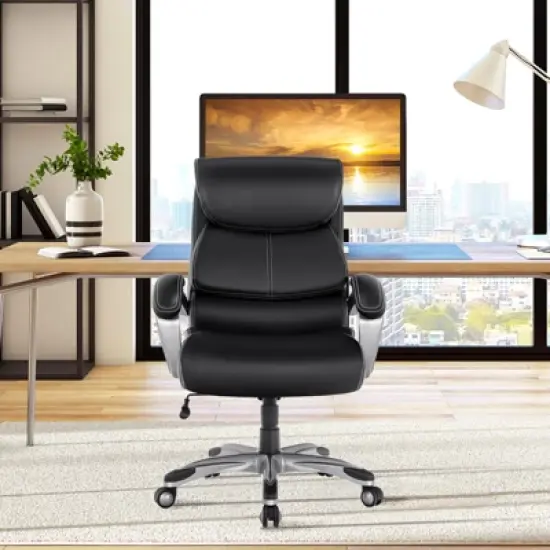 Tangkula Adjustable Executive Chair Rolling High Back Leather Office Chair Black image {2}