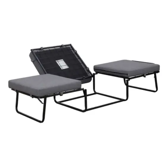 Designs4Comfort Folding Bed Ottoman Soft Gray Fabric - Breighton Home: Multi-Functional Sleeper, No Assembly Required image {8}