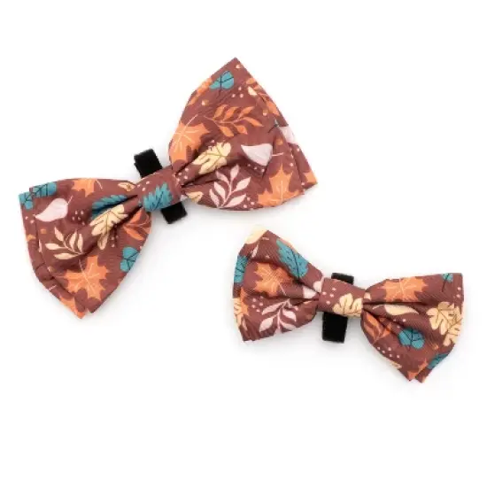 The Worthy Dog Falling Leaves Bow Tie - Adjustable Pet Collar Accessory image {3}