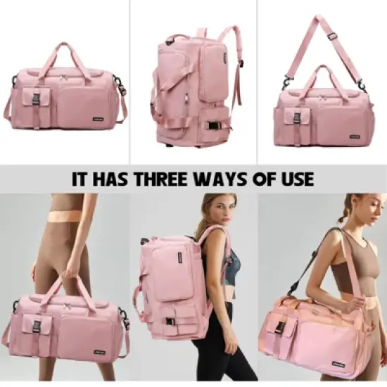 Gym Duffle Bag for Women Men, Sports Backpack with Wet & Shoe Compartment image {3}