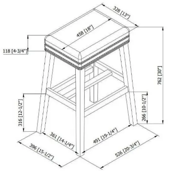 Walt Backless Barstool Wood - Linon image {7}