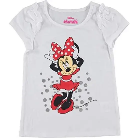 Disney Girl's Minnie Mouse 3 Piece Coordinates, Ruffled Short Sleeve Shirts and Legging Pants Set for toddler image {3}
