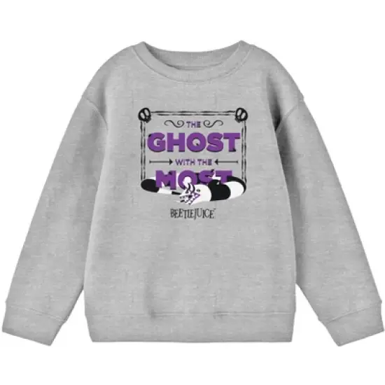 Beetlejuice The Ghost With The Most Frame Youth Boys Athletic Heather Gray Long Sleeve Sweatshirt image {1}