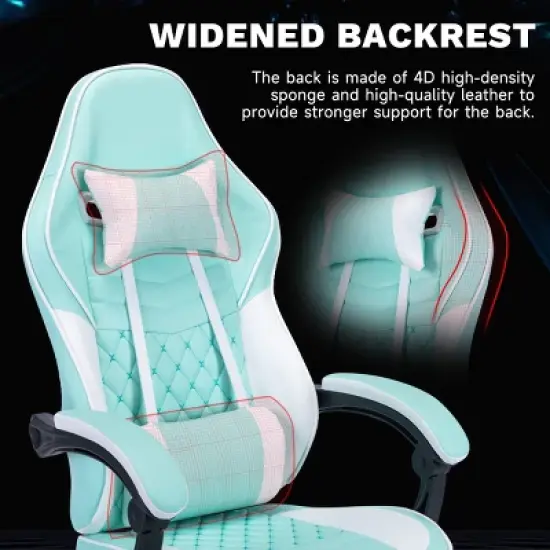 Ergonomic Gaming Chair with Massage Lumbar Cushion, Thickened Seat, Adjustable Recline & Footrest, Easy Assembly-Cuddlewood image {1}