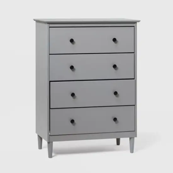 Stiva Classic Mid-Century Modern Vertical 4 Drawer Dresser Gray - Saracina Home image {2}
