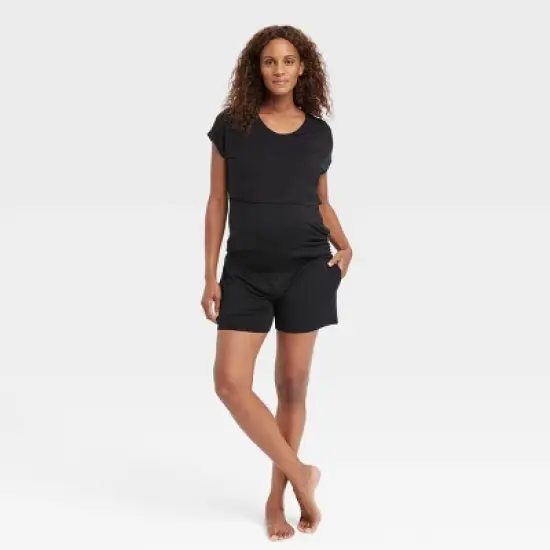 4pk Nursing Bundle Maternity Pajama Set - Isabel Maternity by Ingrid & Isabel&trade; Black image {4}