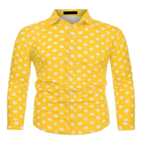 Lars Amadeus Men's Shirts Polka Dots Long Sleeve Slim Fit Printed Dress Button Down Shirt image {19}