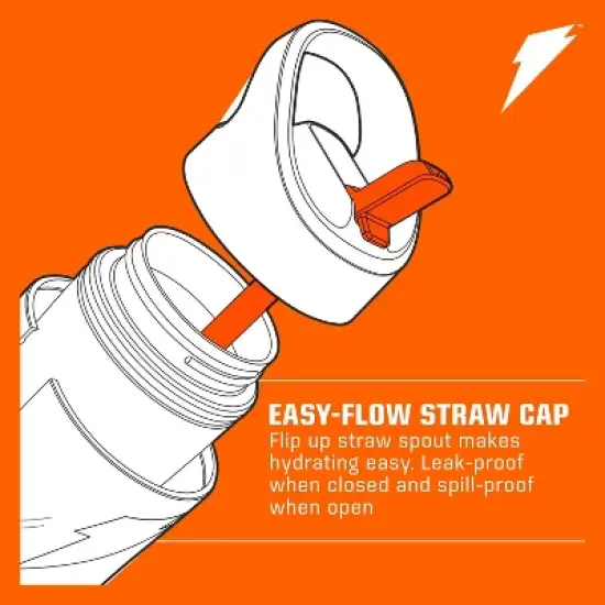 Gatorade 12oz Stainless Steel Water Bottle - White: Portable Drinkware, Plastic Lid image {2}