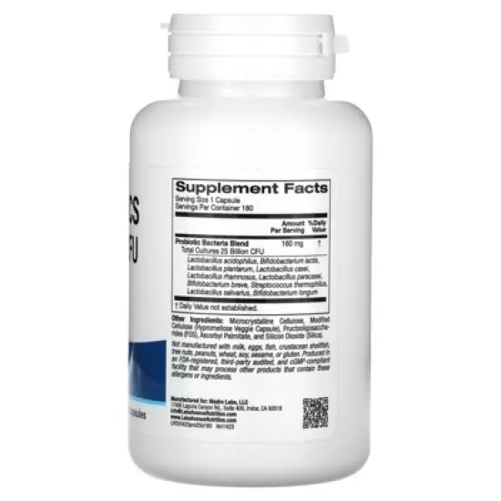 Lake Avenue Nutrition Probiotics, 10 Strain Blend, 25 Billion CFU, 180 Veggie Capsules image {1}