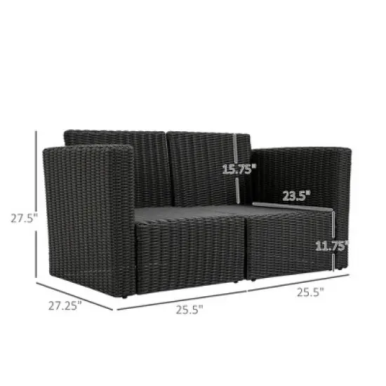 Resenkos 2 Pieces Patio Wicker Corner Sofa Set, Outdoor Sectional Furniture, image {9}