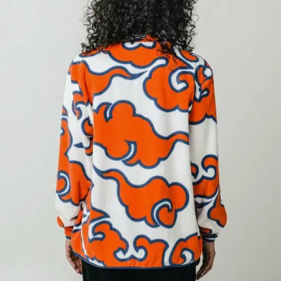 Naruto Orange Cloud Pattern White Men&rsquo;s Zip-Up Fleece Jacket image {3}