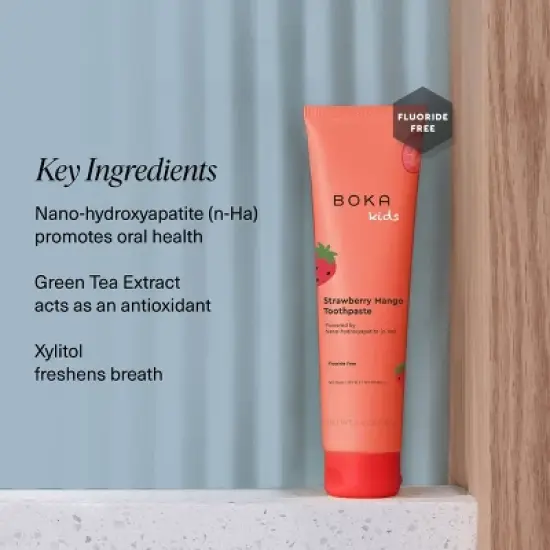 Boka Kids' Fluoride-Free Nano Hydroxyapatite Toothpaste - Strawberry Mango - 3.4oz image {2}