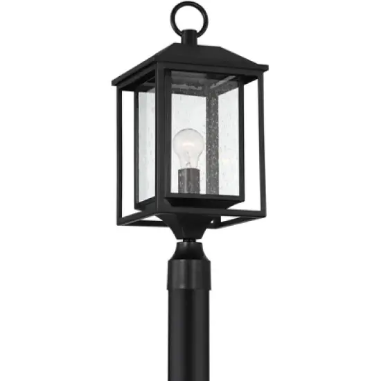 John Timberland Califa Modern Outdoor Post Light Black Metal Cage 21 3/4" Clear Seedy Glass for Exterior Barn Deck House Porch Yard Patio Home Outside image {4}