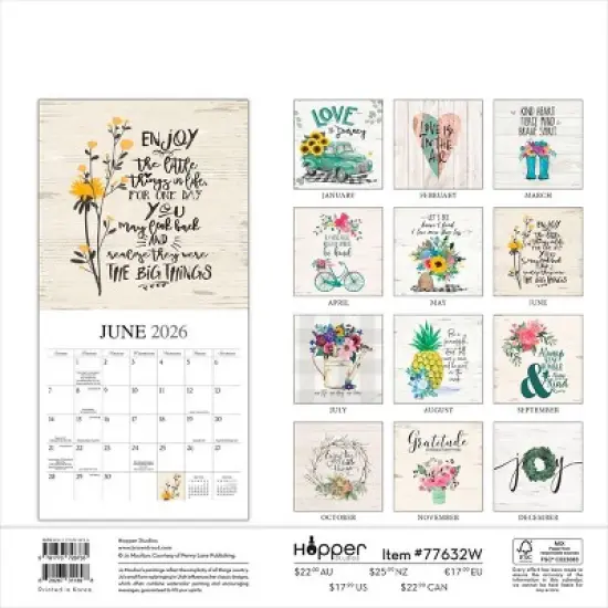 Hopper Studio Love the Journey 2026 12"x24" Hanging Square Wall Calendar Plastic-Free image {1}
