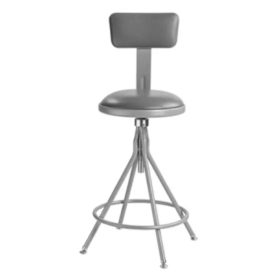 24"-30" Height Adjustable Heavy Duty Vinyl Padded Swivel Steel Accent Barstool with Backrest Gray - Hampden Furnishings image {1}