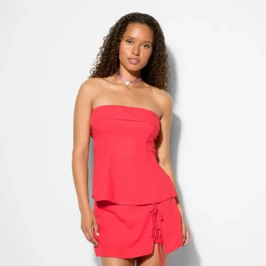 Women's Foldover Linen Blend Tube Top - Wild Fable&trade; image {1}