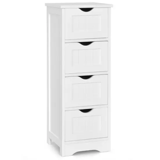 Costway White Floor Storage Cabinet Bathroom Organizer Free Standing 2/3/4 Drawers image {9}