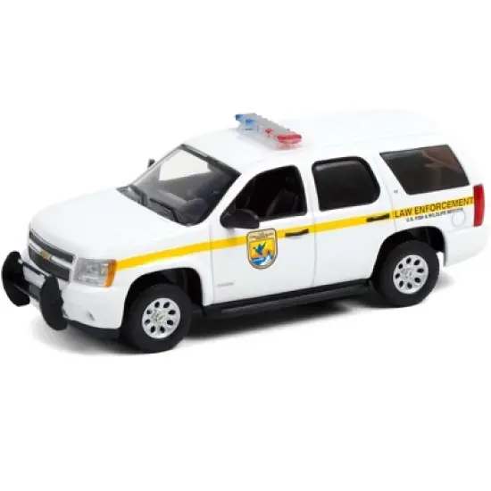 2012 Chevrolet Tahoe White w/Yellow Stripes "U.S. Fish & Wildlife Service Law Enforcement" 1/43 Diecast Model Car by Greenlight image {1}