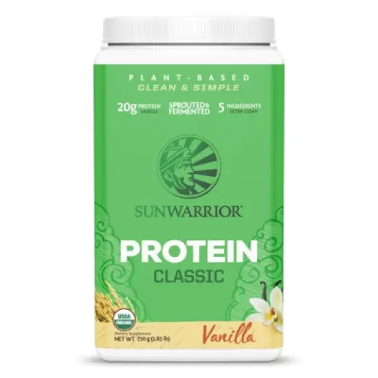 Classic Organic Protein Powder, Plant-Based Protein, Vanilla Flavor, Sunwarrior, 750gm (30 Servings) image {6}