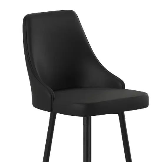 Emma and Oliver Modern Upholstered Dining Stools with Chrome Accented Metal Frames and Footrests image {6}