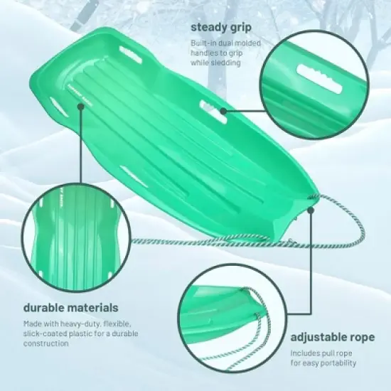 Slippery Racer Downhill Xtreme Adults and Kids Toboggan Snow Sled (2 Pack) image {3}