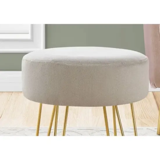 16" Round Upholstered Ottoman with Hairpin Metal Legs - EveryRoom image {2}