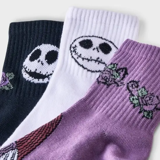 Women's Nightmare Before Christmas 3pk Mid Crew Socks - Black/White/Purple 4-10 image {2}