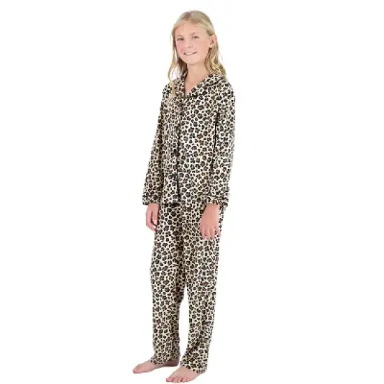 Sleep On It Girls 2-Piece Velour Coat Pajama Set - Cheetah image {2}