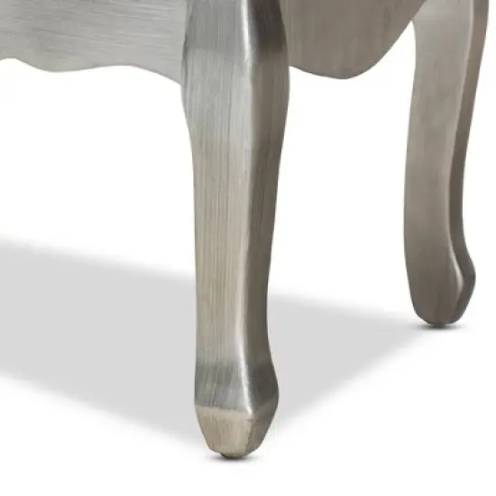 Leonie Wood and Mirrored Glass 2 Drawer Nightstand Silver - Baxton Studio image {5}