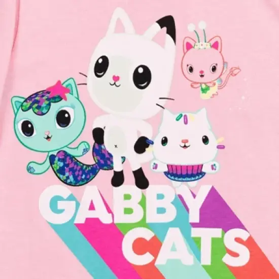 Dreamworks Gabby's Dollhouse MerCat Cakey Cat Kitty Fairy Pandy Paws Girls 2 Pack Graphic Long Sleeve T-Shirts Pink/Blue image {3}