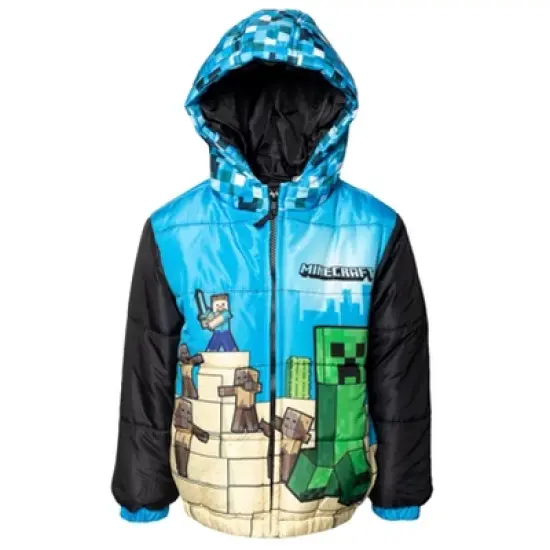 Minecraft Zip Up Winter Coat Puffer Jacket Little Kid to Big Kid image {9}