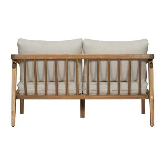 Christopher Knight Home Osborn 48" Rustic Outdoor Slat Design Acacia Wood Loveseat with Cushion image {4}