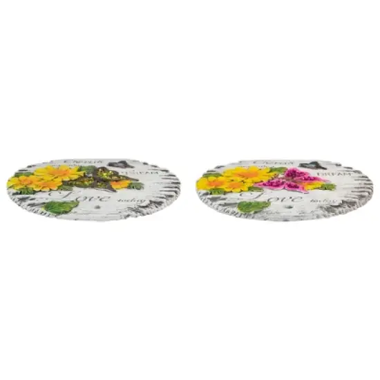 Northlight Set of 2 "Love Today" Outdoor Floral Garden Stones 10" image {3}