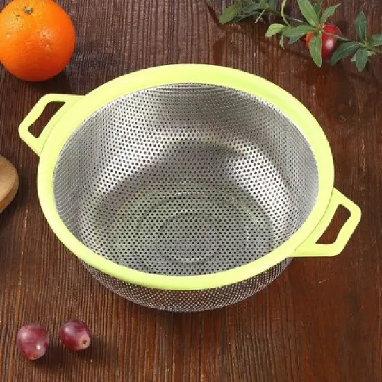 Stainless Steel Colander With Handle and Legs, Large Metal Green Strainer for Pasta image {4}