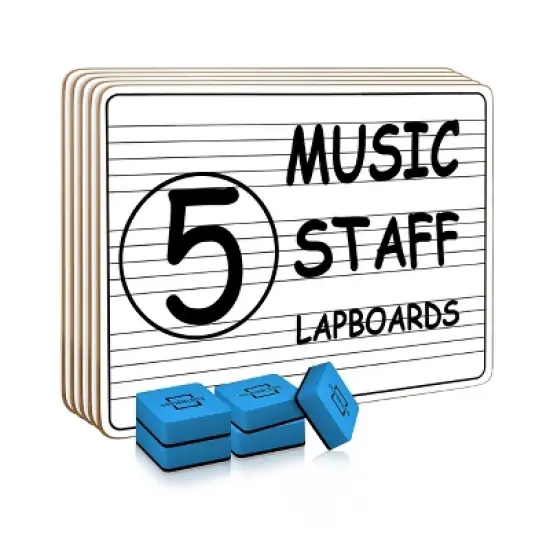 SCRIBBLEDO Music Staff Dry Erase 9"X12" Board 5-Pack, Erasers Included image {7}