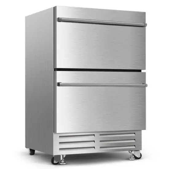 SOZT 23.4 in. 4.9 cu. ft. Stainless Steel Built-In Under Counter Drawer Beverage Fridge with Double Drawer image {12}