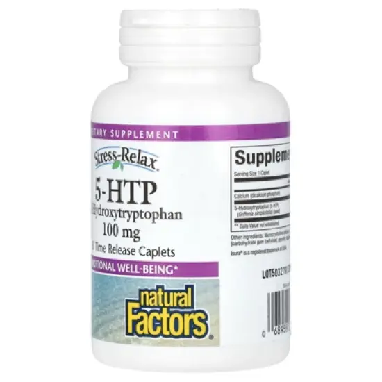 Natural Factors, Stress-Relax 5-HTP 100 mg, Pharmaceutical-Grade Supplement, Supports Sleep & Emotional Well-Being, 60 Caplets image {2}