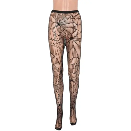 Clotth Womens Spooky Halloween Novelty Tights - Fishnet Goth Pantyhose, Spider Web High Waist Thigh Pantyhose, Halloween Costume - One Size Fits Most image {6}