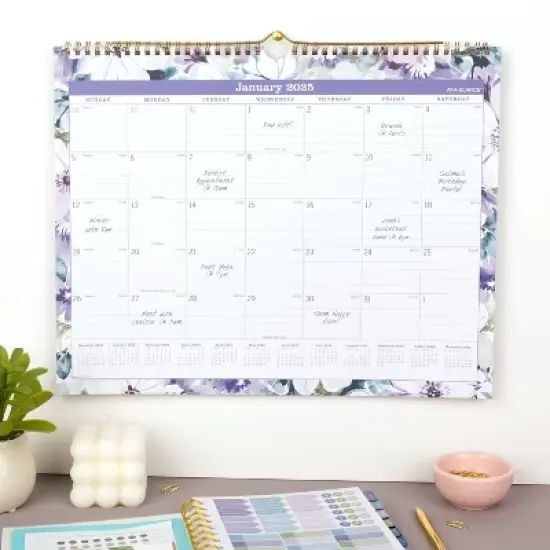 At-A-Glance 2025 Wall Calendar 11.875"x14.875" Floral: Twin-Wire Binding, Non-Toxic, Acid-Free Paper, Adult Stationery image {4}