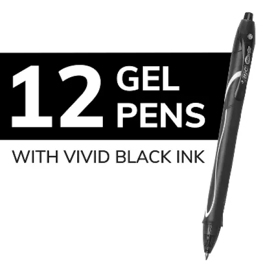 BIC Gel-ocity Quick Dry Retractable Gel Black Ink Medium 1 Dozen RGLCG11BK image {1}