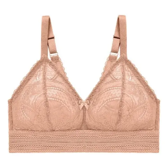 Glamorise Womens Bramour Gramercy Luxe Lace Bralette Wirefree Bra 7012 Cappuccino image {3}