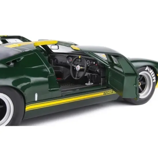 Ford GT40 Mk1 RHD #61 Racing Custom Green Metallic with Yellow Stripes "Competition" Series 1/18 Diecast Model Car by Solido image {2}