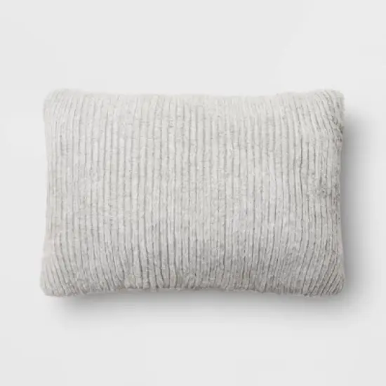 Striped Faux Fur Lumbar Throw Pillow - Threshold&trade; image {4}
